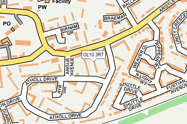 OL10 3RT map - OS OpenMap – Local (Ordnance Survey)