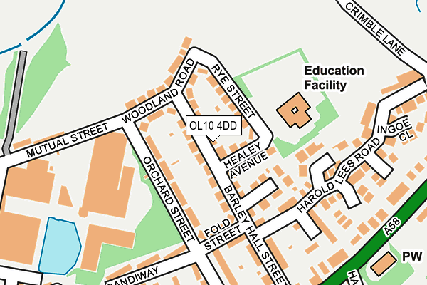 OL10 4DD map - OS OpenMap – Local (Ordnance Survey)