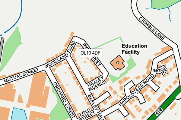 OL10 4DF map - OS OpenMap – Local (Ordnance Survey)