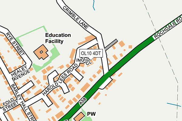 OL10 4DT map - OS OpenMap – Local (Ordnance Survey)