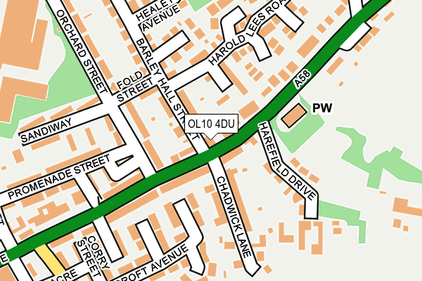 OL10 4DU map - OS OpenMap – Local (Ordnance Survey)