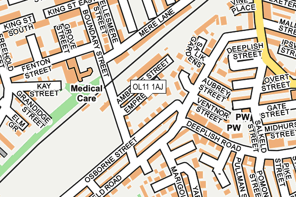 OL11 1AJ map - OS OpenMap – Local (Ordnance Survey)