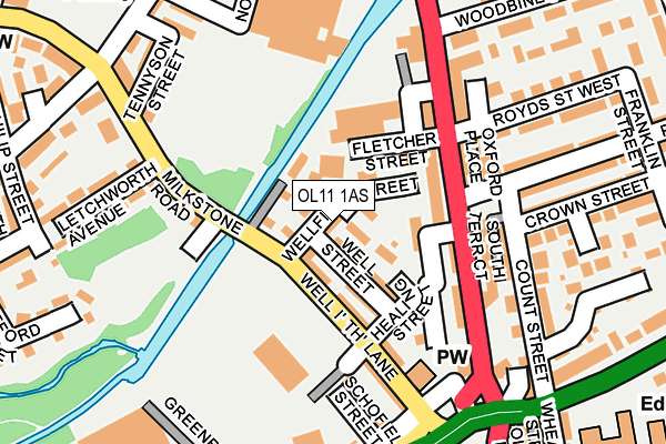 OL11 1AS map - OS OpenMap – Local (Ordnance Survey)