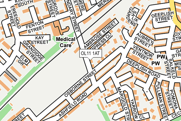 OL11 1AT map - OS OpenMap – Local (Ordnance Survey)