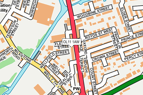OL11 1AW map - OS OpenMap – Local (Ordnance Survey)