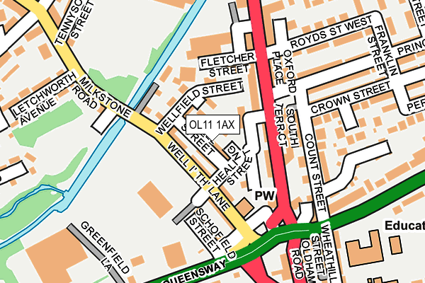 OL11 1AX map - OS OpenMap – Local (Ordnance Survey)