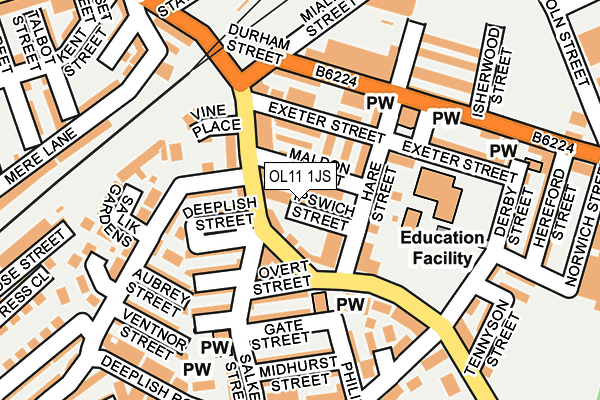 OL11 1JS map - OS OpenMap – Local (Ordnance Survey)