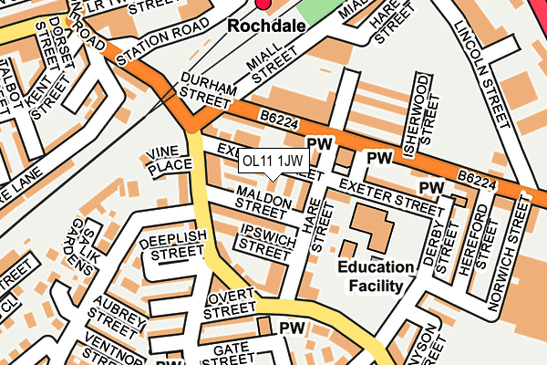 OL11 1JW map - OS OpenMap – Local (Ordnance Survey)