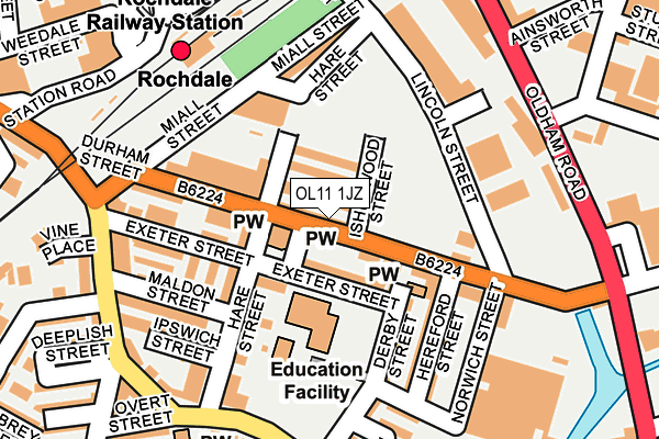 OL11 1JZ map - OS OpenMap – Local (Ordnance Survey)