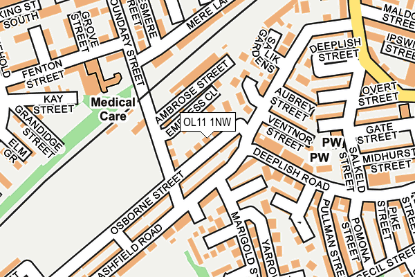 OL11 1NW map - OS OpenMap – Local (Ordnance Survey)