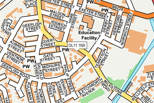 OL11 1NX map - OS OpenMap – Local (Ordnance Survey)