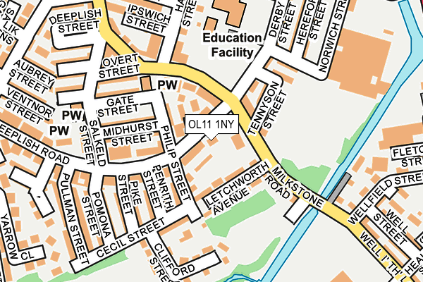 OL11 1NY map - OS OpenMap – Local (Ordnance Survey)