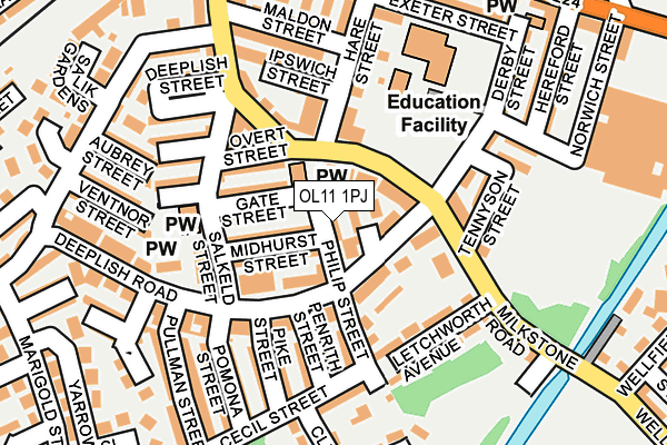 OL11 1PJ map - OS OpenMap – Local (Ordnance Survey)