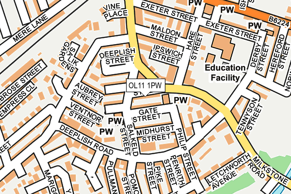 OL11 1PW map - OS OpenMap – Local (Ordnance Survey)