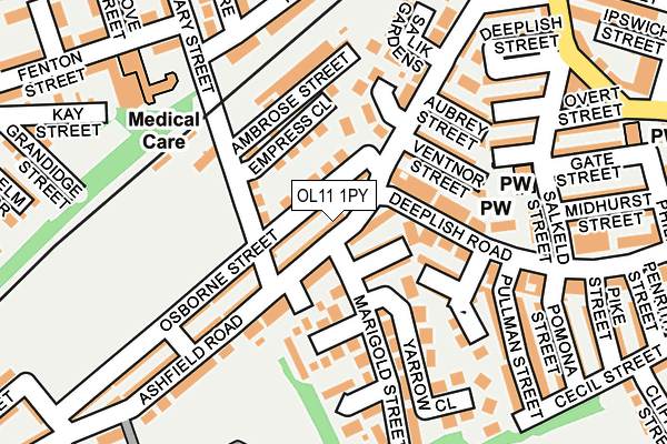 OL11 1PY map - OS OpenMap – Local (Ordnance Survey)