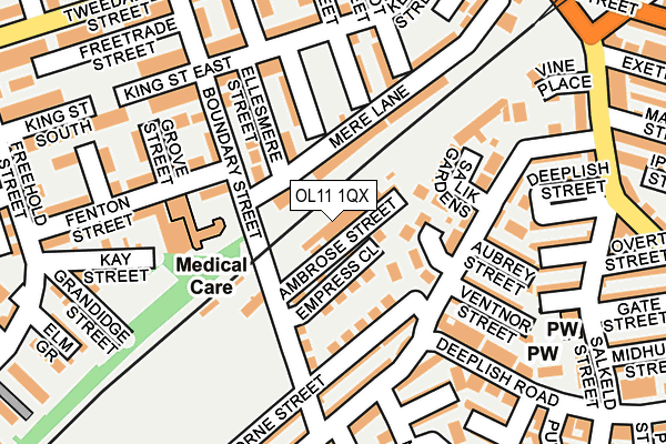 OL11 1QX map - OS OpenMap – Local (Ordnance Survey)