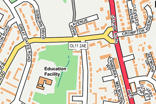 OL11 2AE map - OS OpenMap – Local (Ordnance Survey)