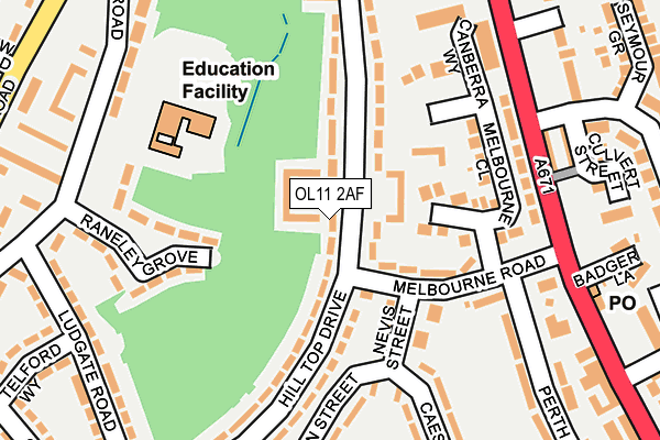 OL11 2AF map - OS OpenMap – Local (Ordnance Survey)