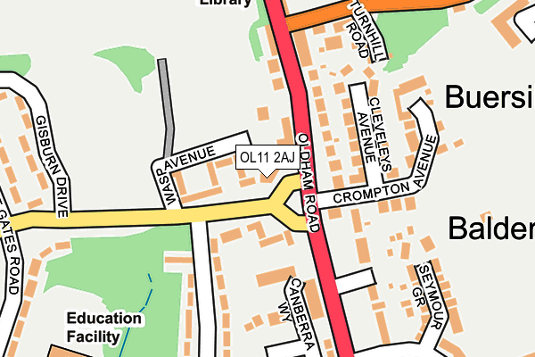 OL11 2AJ map - OS OpenMap – Local (Ordnance Survey)