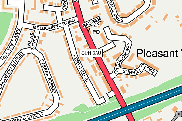 OL11 2AU map - OS OpenMap – Local (Ordnance Survey)