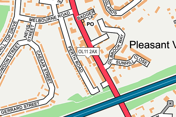 OL11 2AX map - OS OpenMap – Local (Ordnance Survey)