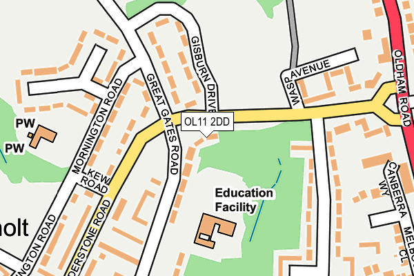 OL11 2DD map - OS OpenMap – Local (Ordnance Survey)