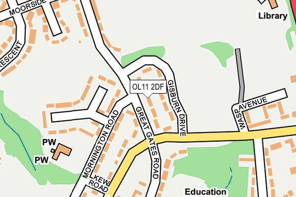 OL11 2DF map - OS OpenMap – Local (Ordnance Survey)