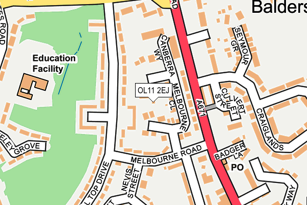 OL11 2EJ map - OS OpenMap – Local (Ordnance Survey)