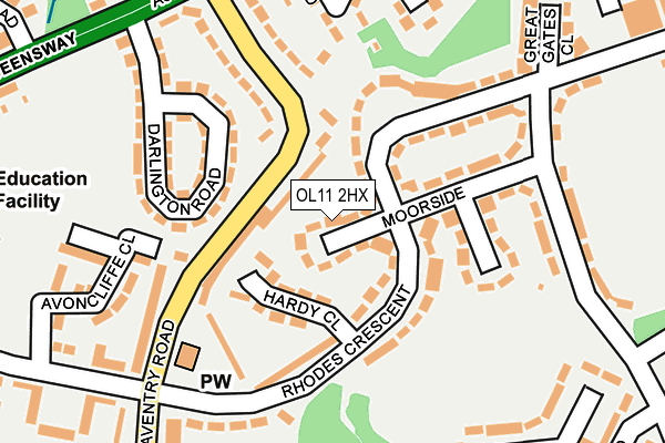 OL11 2HX map - OS OpenMap – Local (Ordnance Survey)