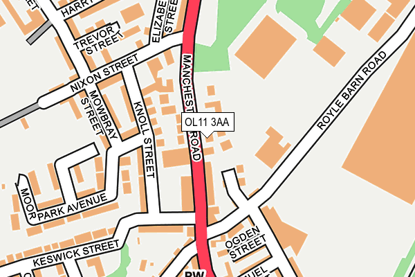 OL11 3AA map - OS OpenMap – Local (Ordnance Survey)