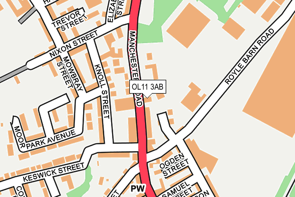 OL11 3AB map - OS OpenMap – Local (Ordnance Survey)
