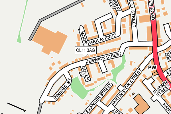 OL11 3AG map - OS OpenMap – Local (Ordnance Survey)