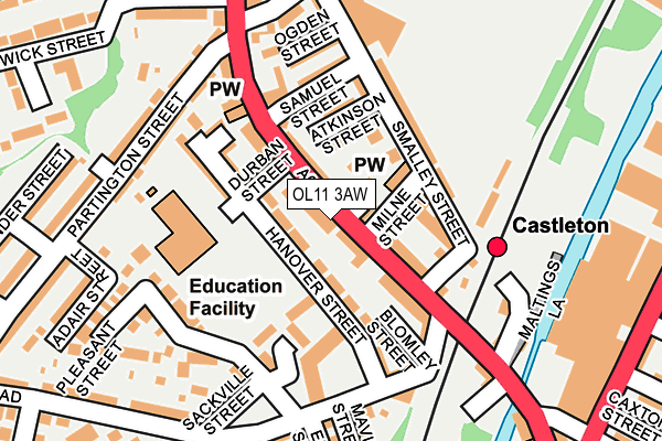 OL11 3AW map - OS OpenMap – Local (Ordnance Survey)