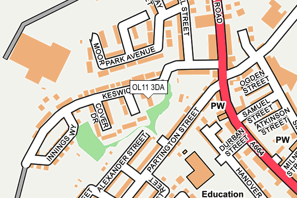 OL11 3DA map - OS OpenMap – Local (Ordnance Survey)
