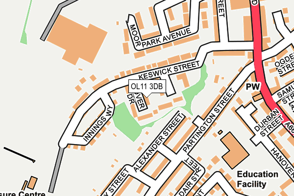 OL11 3DB map - OS OpenMap – Local (Ordnance Survey)