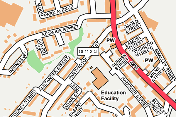 OL11 3DJ map - OS OpenMap – Local (Ordnance Survey)