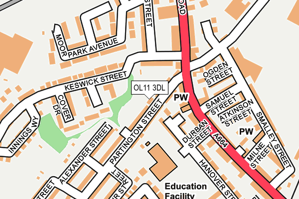 OL11 3DL map - OS OpenMap – Local (Ordnance Survey)