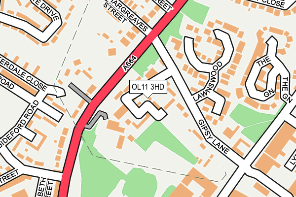 OL11 3HD map - OS OpenMap – Local (Ordnance Survey)