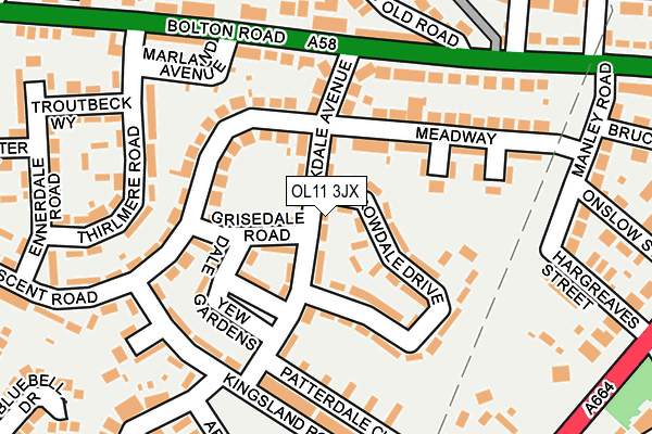 OL11 3JX map - OS OpenMap – Local (Ordnance Survey)