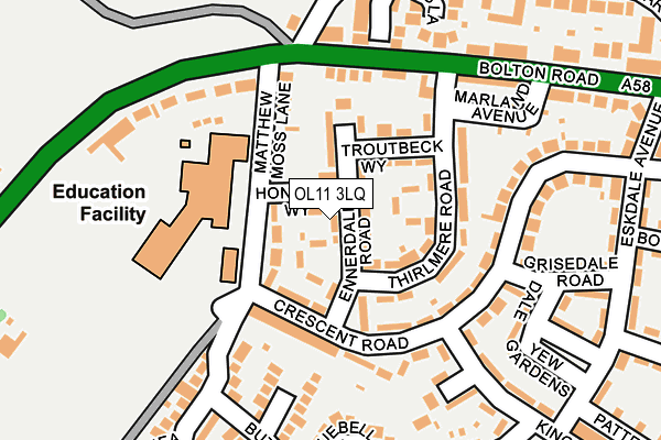 OL11 3LQ map - OS OpenMap – Local (Ordnance Survey)