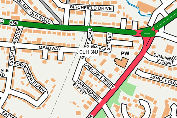 OL11 3NJ map - OS OpenMap – Local (Ordnance Survey)