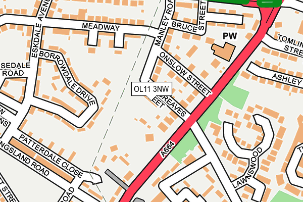 OL11 3NW map - OS OpenMap – Local (Ordnance Survey)