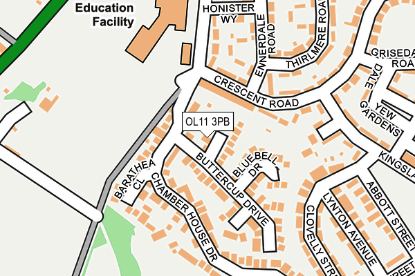 OL11 3PB map - OS OpenMap – Local (Ordnance Survey)