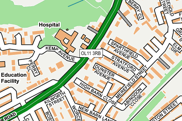 OL11 3RB map - OS OpenMap – Local (Ordnance Survey)