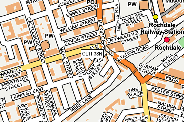 OL11 3SN map - OS OpenMap – Local (Ordnance Survey)