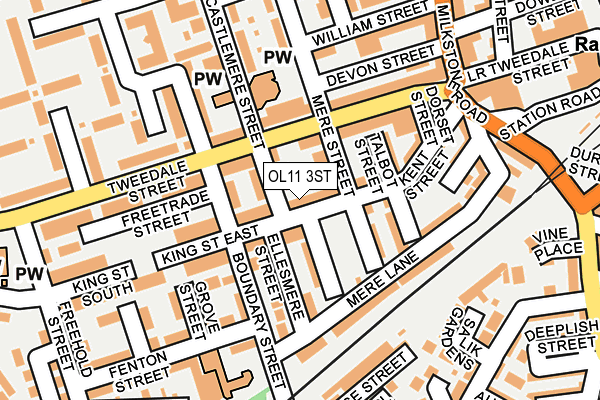 OL11 3ST map - OS OpenMap – Local (Ordnance Survey)