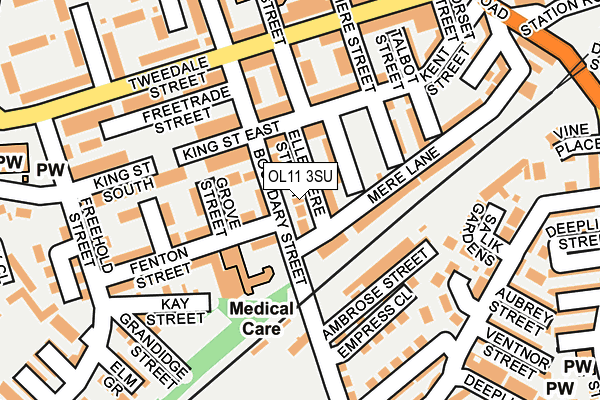 OL11 3SU map - OS OpenMap – Local (Ordnance Survey)