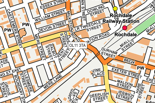 OL11 3TA map - OS OpenMap – Local (Ordnance Survey)