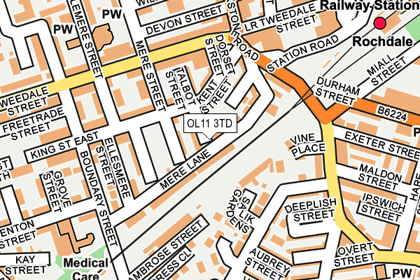 OL11 3TD map - OS OpenMap – Local (Ordnance Survey)
