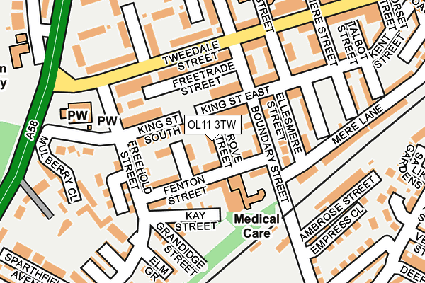 OL11 3TW map - OS OpenMap – Local (Ordnance Survey)